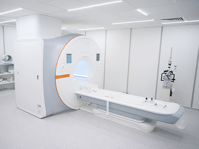 MRI machine in a modern hospital setting, showcasing advanced medical imaging technology for healthcare applications.
